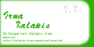 irma kalapis business card